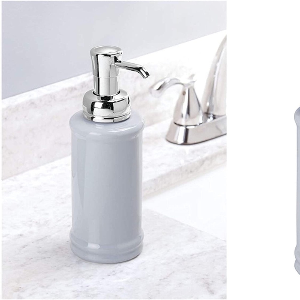 InterDesign Hamilton Glass Soap & Lotion Dispenser Pump for Kitchen or Bathroom